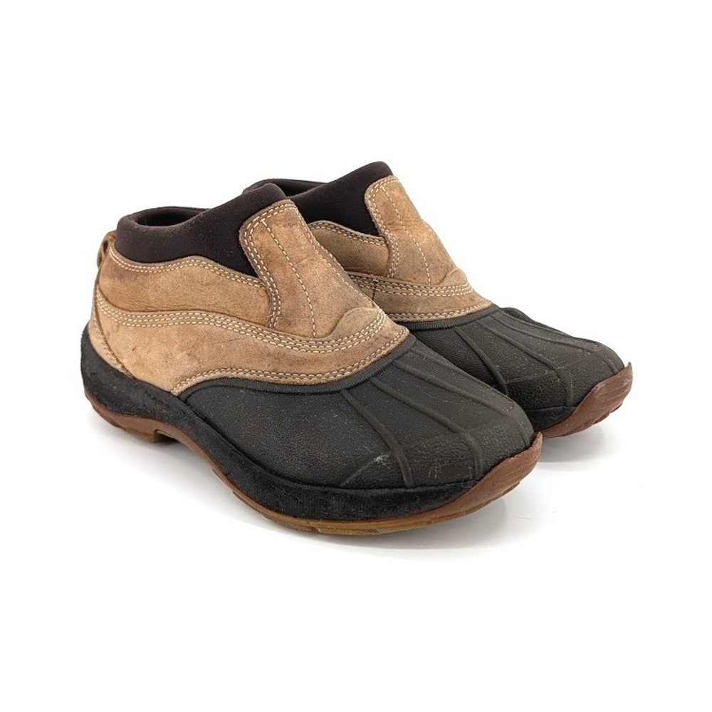 LL Bean Storm Chaser Slip On Duck Boots Brown Black Suede Kid's Size 5